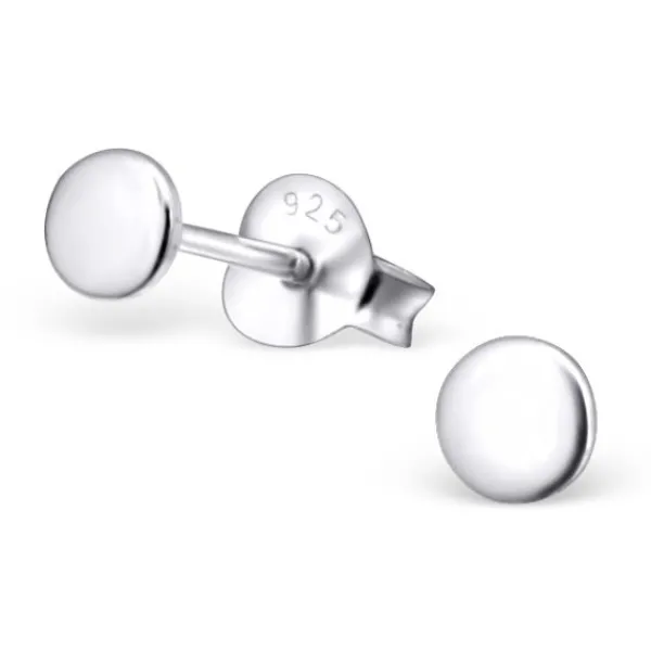 Studio Jewellery Stud Earrings | Earrings-Flat Round Disc Silver Sleeper Studs