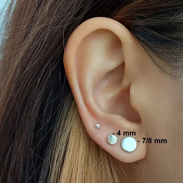 Studio Jewellery Stud Earrings | Earrings-Flat Round Disc Silver Sleeper Studs