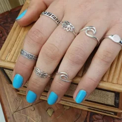 Studio Jewellery Feature & Stacker Rings | Rings-Greek Key Silver Band Ring