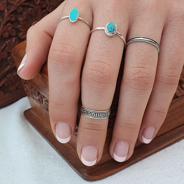 Studio Jewellery Midi And Knuckle Rings | Rings-Greek Key Silver Mid Finger ring
