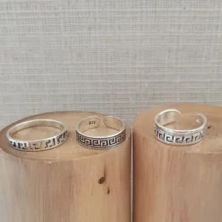 Studio Jewellery Midi And Knuckle Rings | Rings-Greek Key Silver Mid Finger ring