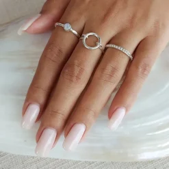 Studio Jewellery Gem Stone Rings | Rings-Hammered Moonstone Ring