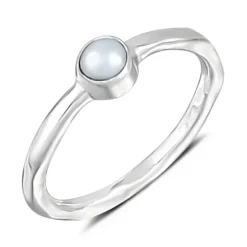 Studio Jewellery Gem Stone Rings | Rings-Hammered Mother of Pearl Ring