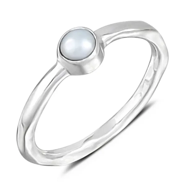 Studio Jewellery Gem Stone Rings | Rings-Hammered Mother of Pearl Ring