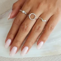 Studio Jewellery Gem Stone Rings | Rings-Hammered Mother of Pearl Ring