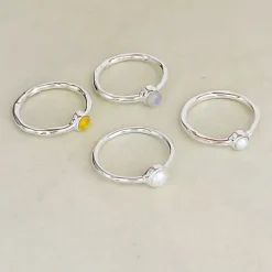 Studio Jewellery Gem Stone Rings | Rings-Hammered Mother of Pearl Ring
