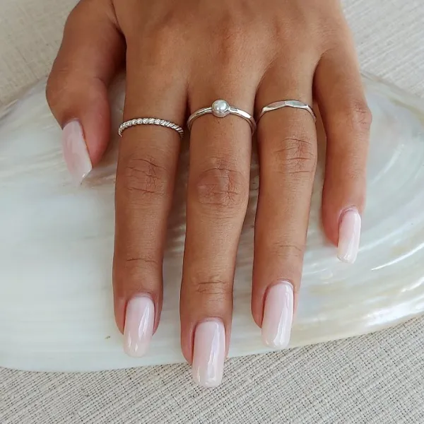 Studio Jewellery Gem Stone Rings | Rings-Hammered Mother of Pearl Ring