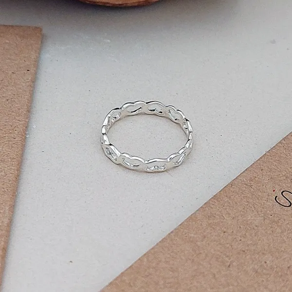 Studio Jewellery Rings-Heart Band Silver Ring