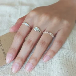 Studio Jewellery Rings-Heart Band Silver Ring