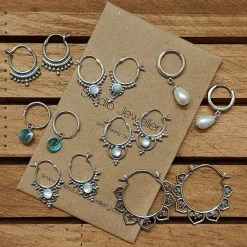 Studio Jewellery Hoop Earrings | Earrings-Interlock Beaded Silver Hoop Earrings