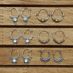 Studio Jewellery Hoop Earrings | Earrings-Interlock Beaded Silver Hoop Earrings