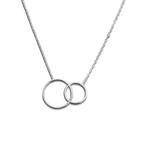 Studio Jewellery Necklaces-Interlocked Circles Silver Necklace