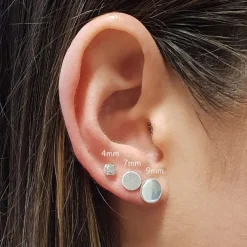 Studio Jewellery Stud Earrings | Earrings-Large Disc Silver Earring Studs