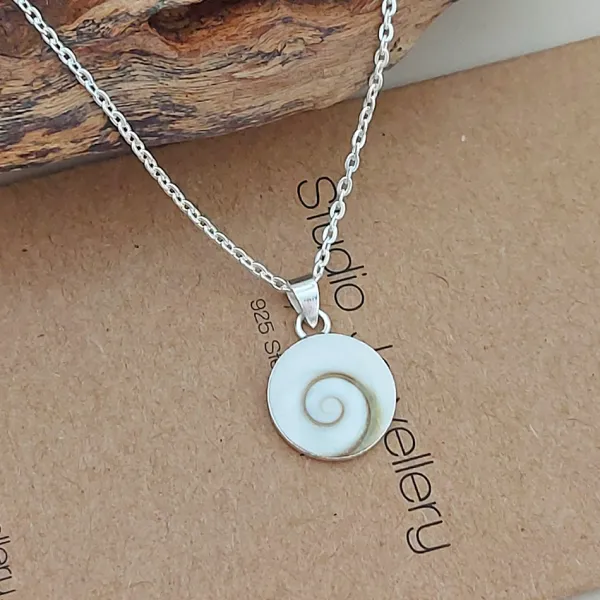 Studio Jewellery Necklaces-Large Shiva Shell Silver Necklace