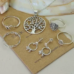 Studio Jewellery Necklaces-Large Tree Of Life Silver Necklace