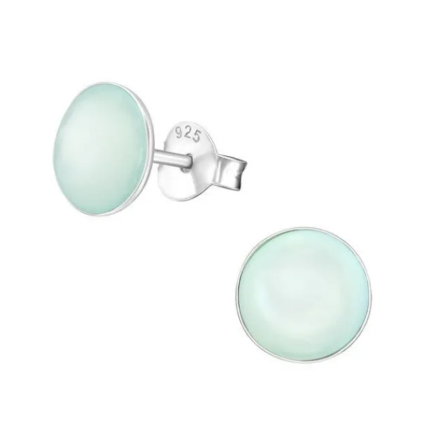 Studio Jewellery Stud Earrings | Earrings-Light Blue Shell Circle Earring Studs