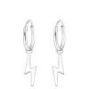 Studio Jewellery Hoop Earrings | Earrings-Lightning Charm Hoop Silver Earrings