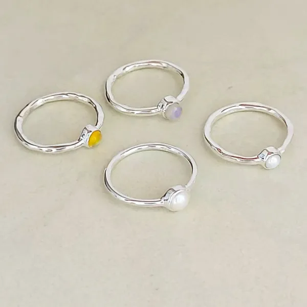 Studio Jewellery Gem Stone Rings | Rings-Little Pearl Band