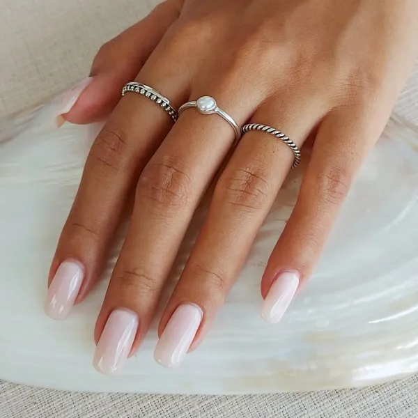Studio Jewellery Gem Stone Rings | Rings-Little Pearl Band