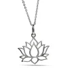 Studio Jewellery Necklaces-Lotus Flower Silver Necklace