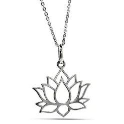 Studio Jewellery Necklaces-Lotus Flower Silver Necklace
