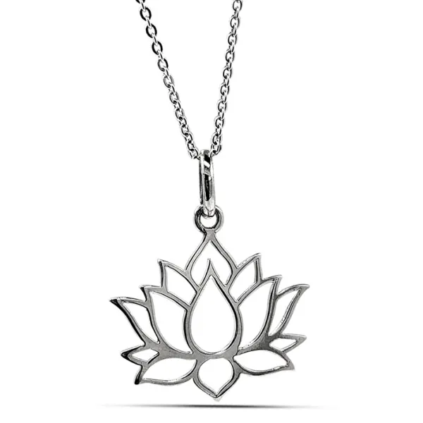 Studio Jewellery Necklaces-Lotus Flower Silver Necklace