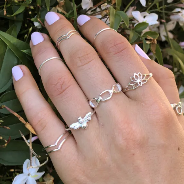 Studio Jewellery Feature & Stacker Rings | Rings-Lotus Silver Ring