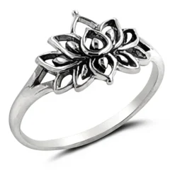 Studio Jewellery Feature & Stacker Rings | Rings-Lovely Lotus Silver Ring