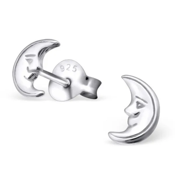 Studio Jewellery Stud Earrings | Earrings-Man in the Moon 925 Sterling Silver Ear Studs