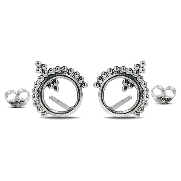 Studio Jewellery Stud Earrings | Earrings-Mandala Beaded Silver Studs