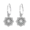 Studio Jewellery Earrings | Hoop Earrings-Mandala Flower Shell Silver Hoop Earring