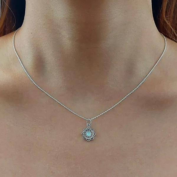 Studio Jewellery Necklaces-Mandala Flower Shell Silver Necklace