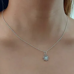 Studio Jewellery Necklaces-Mandala Flower Shell Silver Necklace