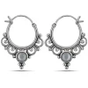 Studio Jewellery Hoop Earrings | Earrings-Mandala Flower Silver Hoop Earrings
