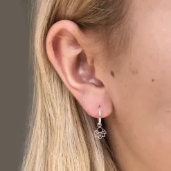 Studio Jewellery Hoop Earrings | Earrings-Mandala Hoop Charm Silver Earrings