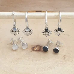 Studio Jewellery Hoop Earrings | Earrings-Mandala Hoop Charm Silver Earrings