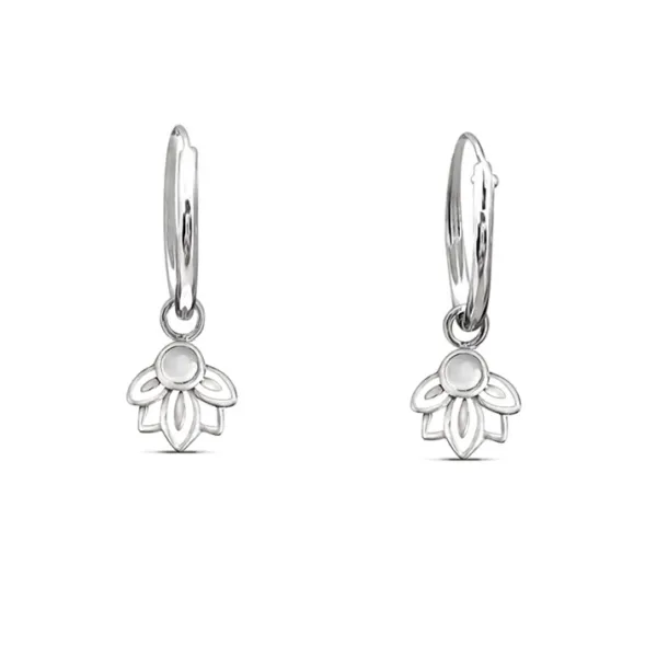 Studio Jewellery Hoop Earrings | Earrings-Mandala Shell Hoop Charm Silver Earrings