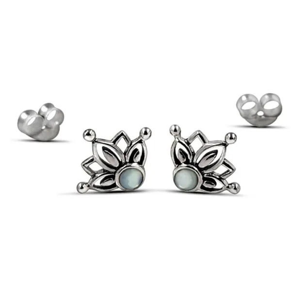 Studio Jewellery Earrings | Stud Earrings-Mandala Shell Silver Earring Studs