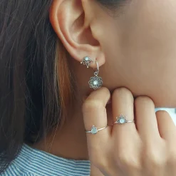 Studio Jewellery Earrings | Stud Earrings-Mandala Shell Silver Earring Studs