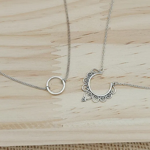 Studio Jewellery Necklaces-Mandala Silver Necklace
