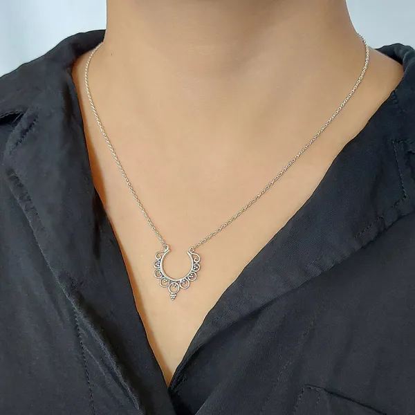 Studio Jewellery Necklaces-Mandala Silver Necklace