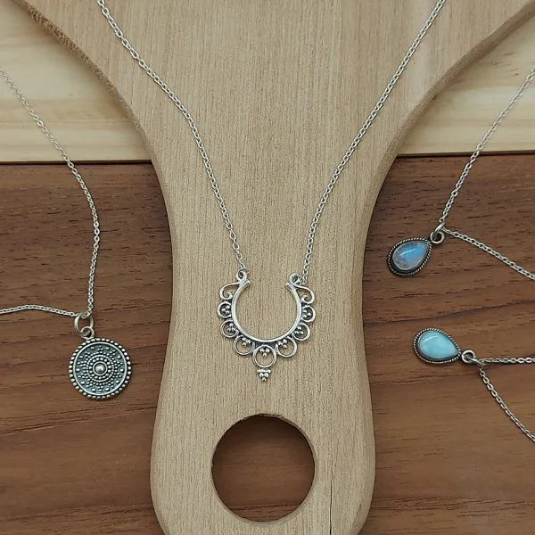 Studio Jewellery Necklaces-Mandala Silver Necklace