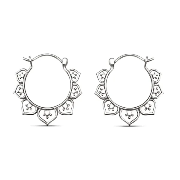 Studio Jewellery Hoop Earrings | Earrings-Mandala Sterling Silver Hoop Earrings