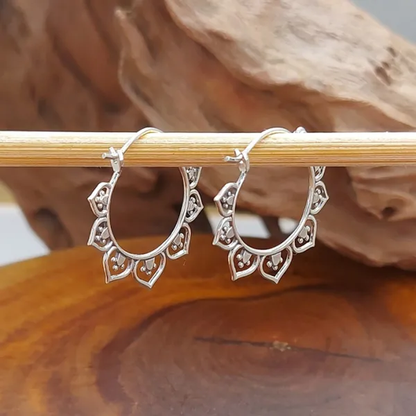 Studio Jewellery Hoop Earrings | Earrings-Mandala Sterling Silver Hoop Earrings