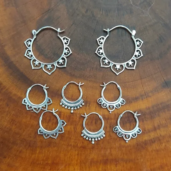 Studio Jewellery Hoop Earrings | Earrings-Mandala Sterling Silver Hoop Earrings