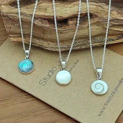 Studio Jewellery Necklaces-Medium Abalone Shell Silver Necklace
