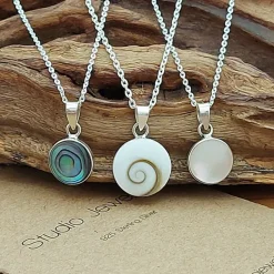 Studio Jewellery Necklaces-Medium Abalone Shell Silver Necklace