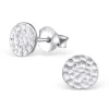 Studio Jewellery Stud Earrings | Earrings-Medium 7mm Dimpled Flat Disc Sterling Silver Earring Studs