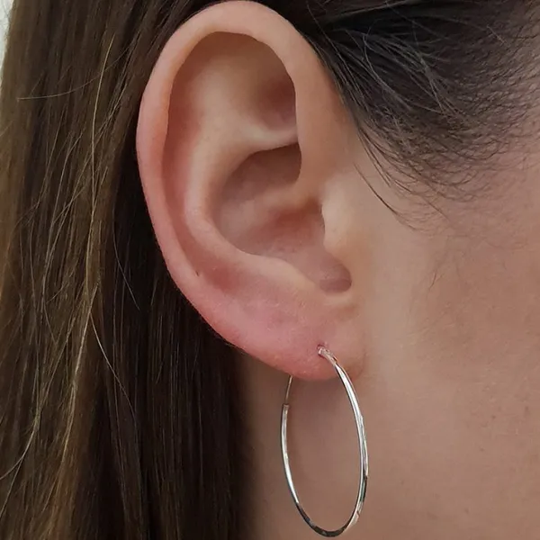 Studio Jewellery Hoop Earrings | Earrings-Medium 20-40mm Slim Sterling Silver Hoop Earrings