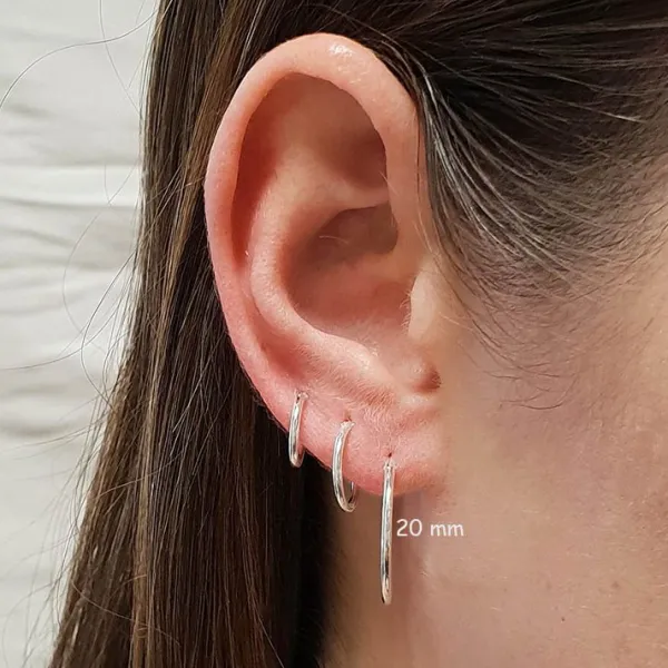 Studio Jewellery Hoop Earrings | Earrings-Medium 20-40mm Slim Sterling Silver Hoop Earrings